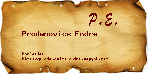 Prodanovics Endre névjegykártya