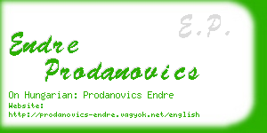 endre prodanovics business card